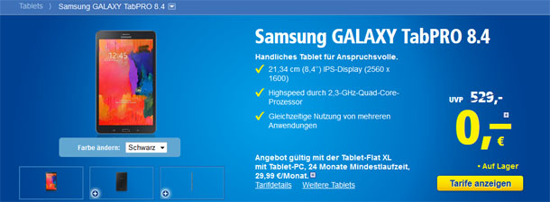 Das Samsung GALAXY Tab Pro 8.4 bei 1&1