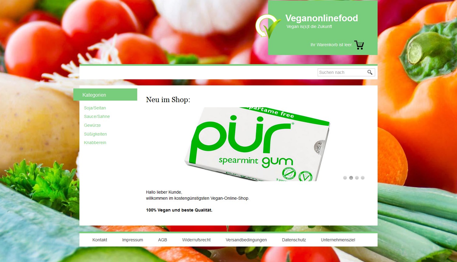 http://veganonlinefood.de/ 1&1 E-Shop Paket